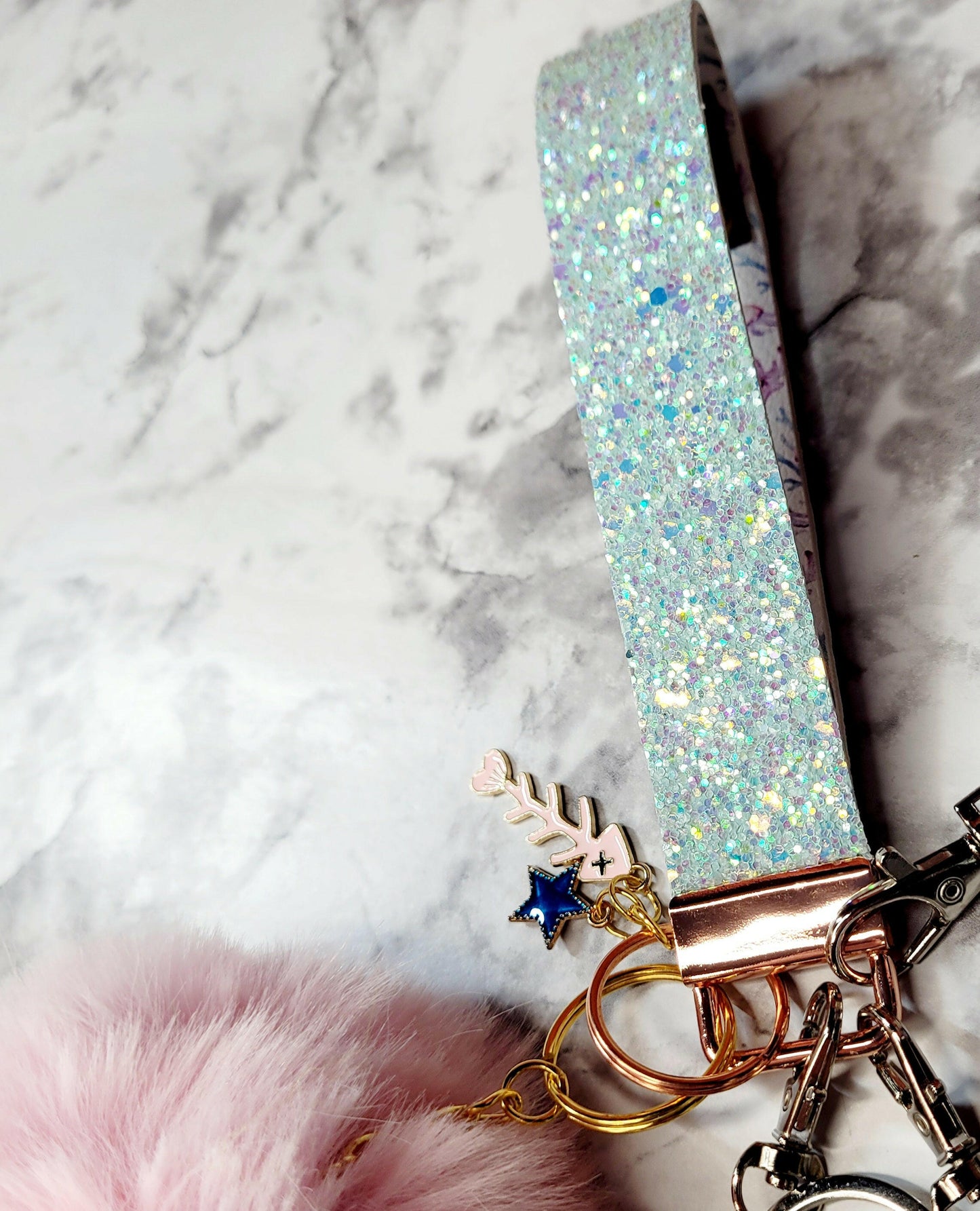 Sea Life Turquoise and Pink Turtle Faux Leather Self-Defense Keychain.