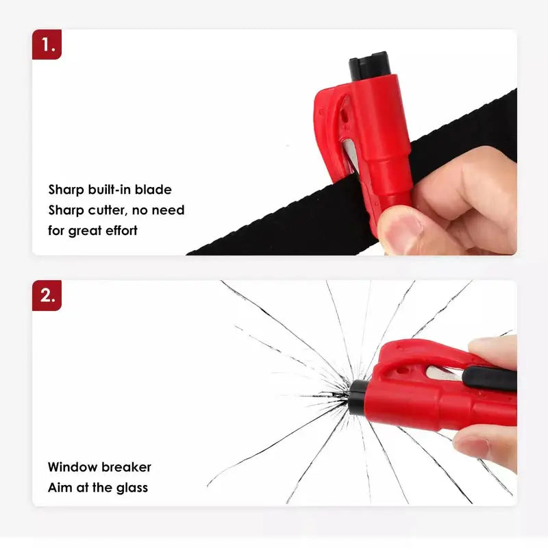 Portable Rescue Tool Has Seatbelt Cutter and Window Breaker.